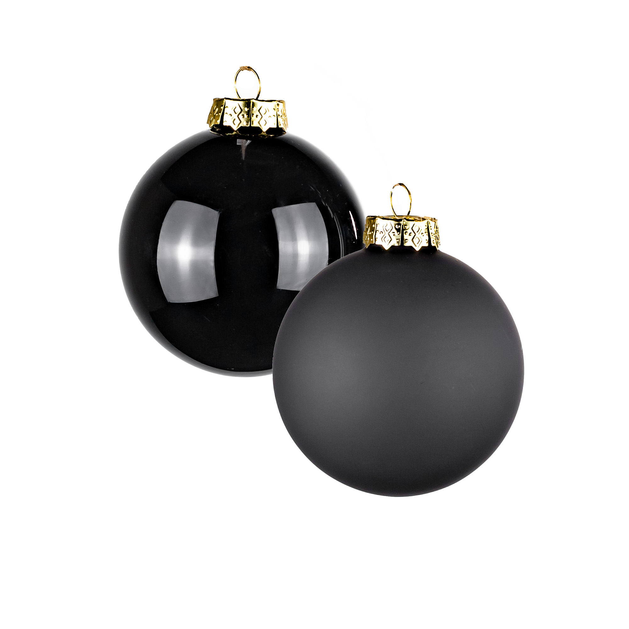 Glass christmas balls, plain , 16pcs, Black